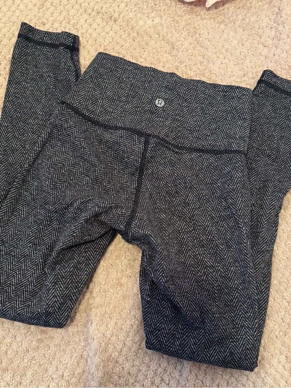 Lululemon High Times Pant Giant Herringbone Black Heathered Black / Black size 2